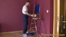 Dane Jones Big Hahn Heimwerker malt allein zu Hause niedliche Teenager Gesicht mit seiner cum.mov